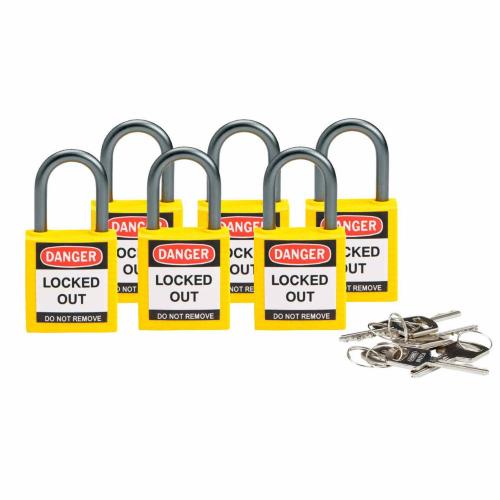 Nylon Safety Padlock - Compact - Small Shackle - Various Colours