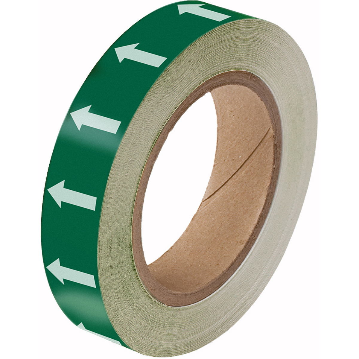 White on Green Directional Flow Arrow Tape 