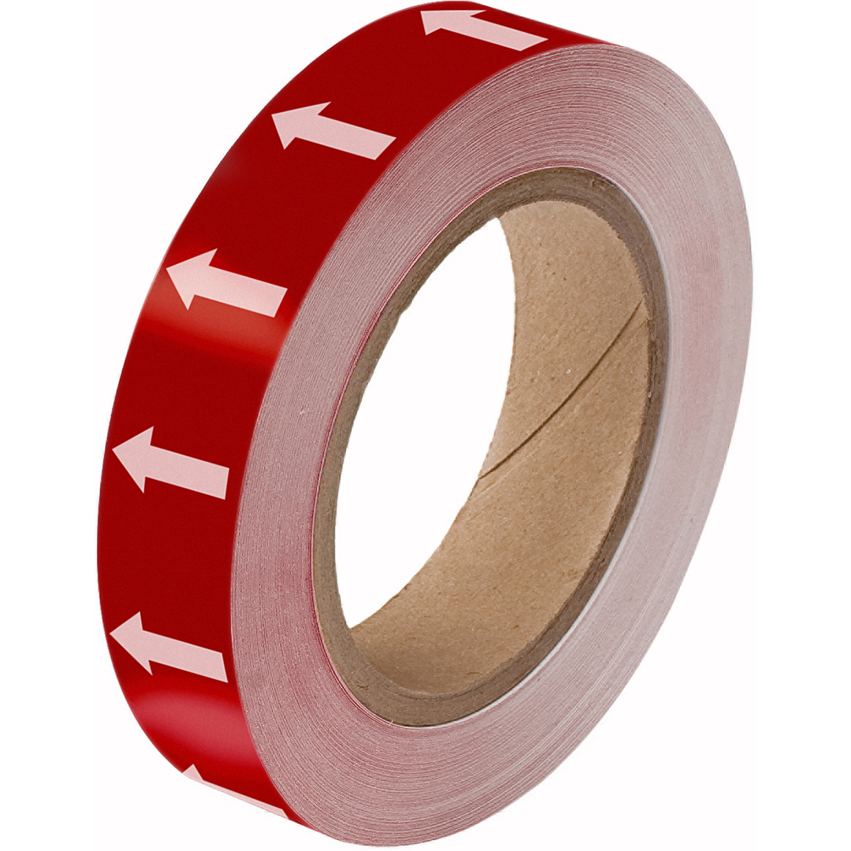 White on Red Directional Flow Arrow Tape