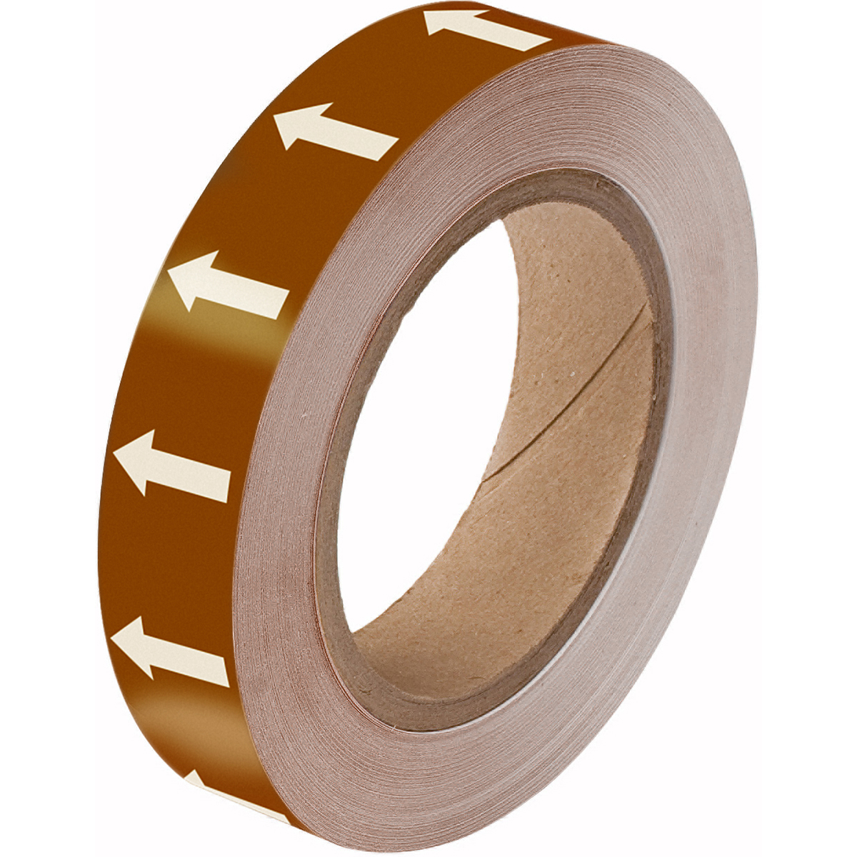 White on Brown Directional Flow Arrow Tape 