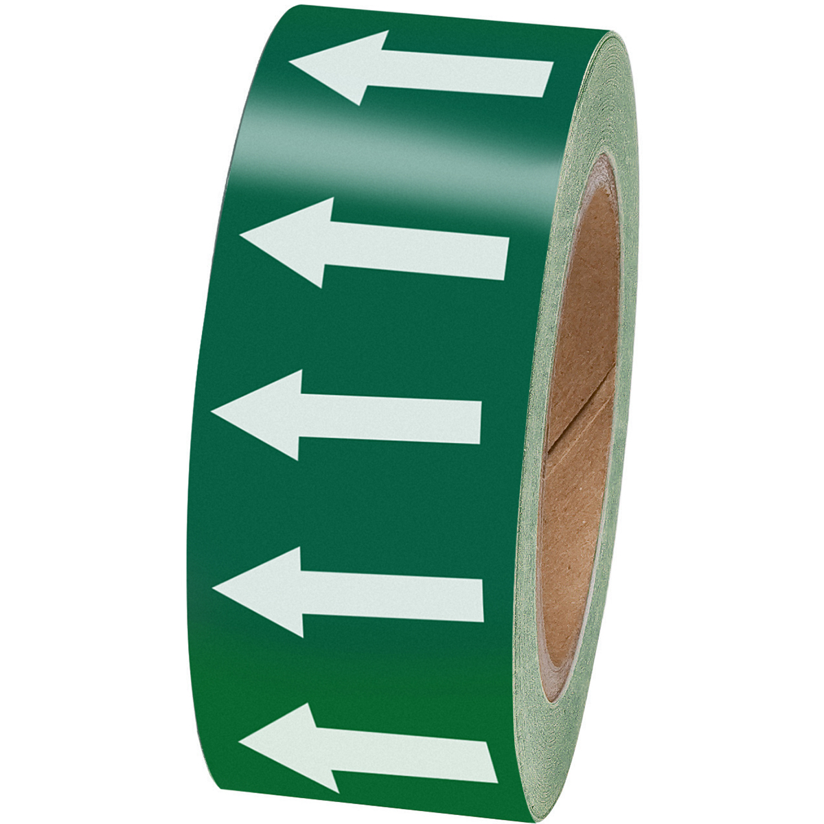 White on Green 50mm Directional Flow Arrow Tape