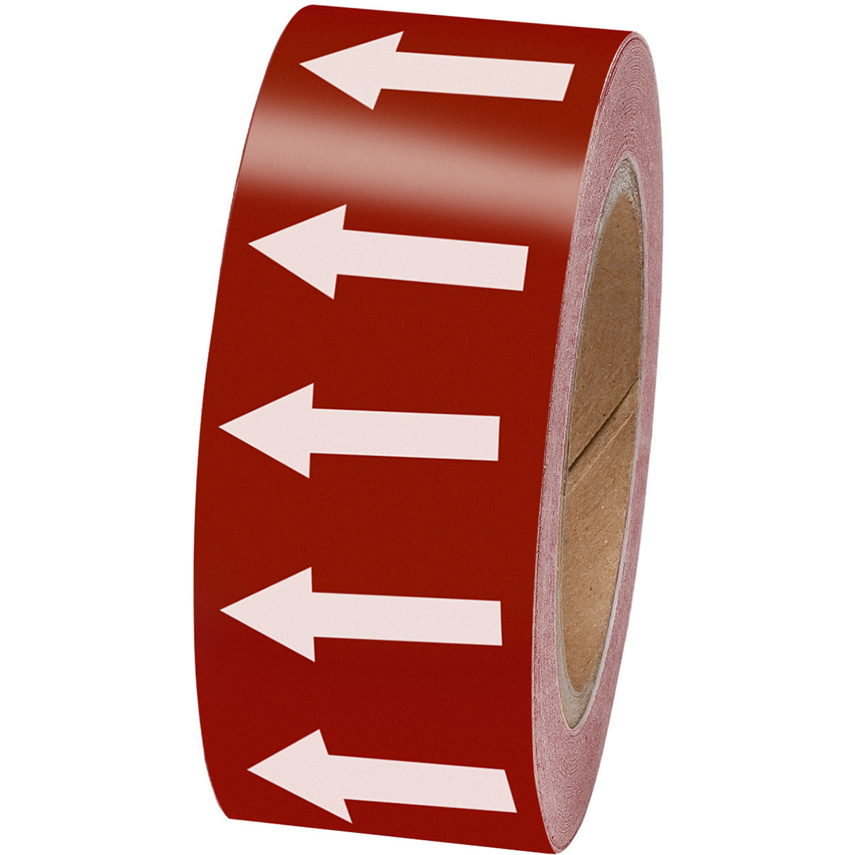 White on Brown 50mm Directional Flow Arrow Tape 