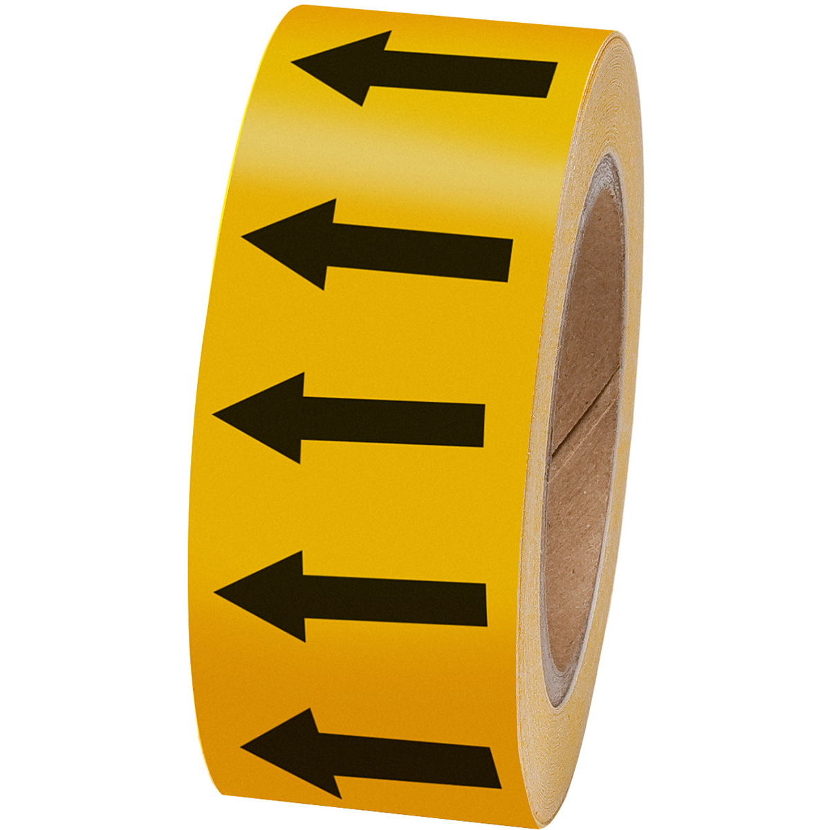 Black on yellow 50mm Directional Flow arrow Tape