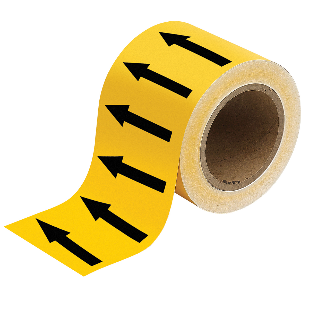Black on yellow 100mm Directional Flow arrow Tape