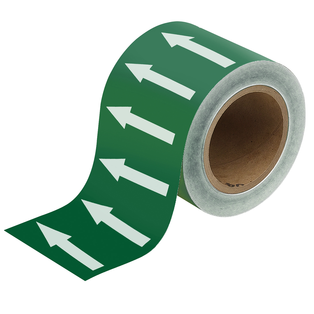 White on Green 100mm Directional arrow Flow Tape