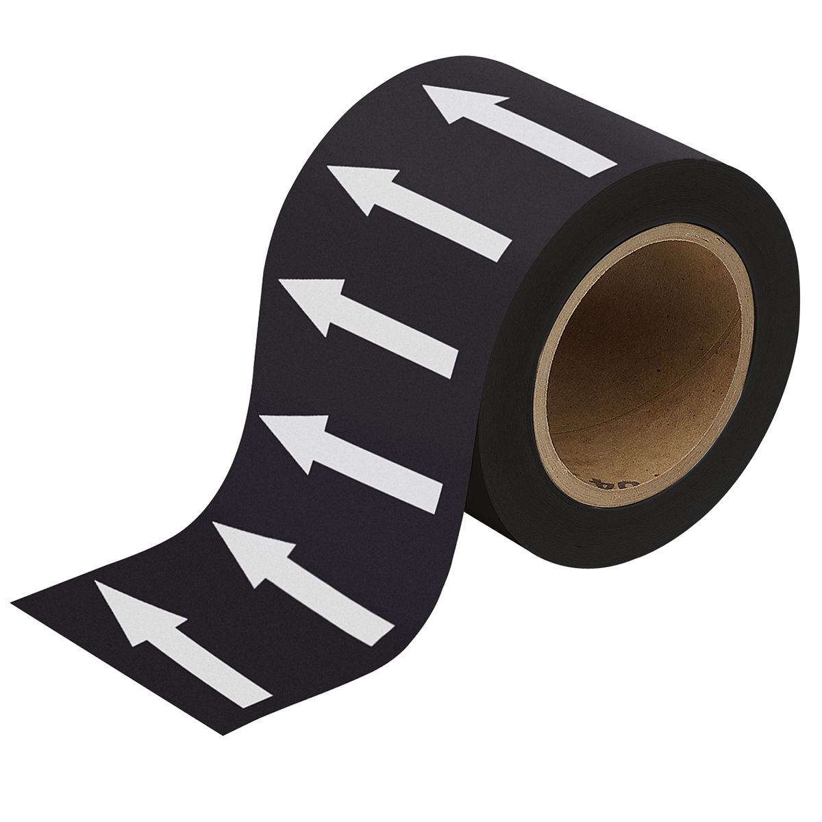 White on Black 100mm Directional Flow Arrow Tape