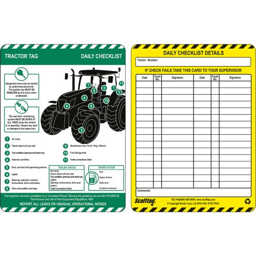 Tractor Tag Inspection Inserts