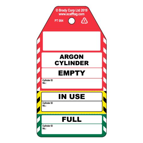 Argon Gas Cylinder 3 Part Tag