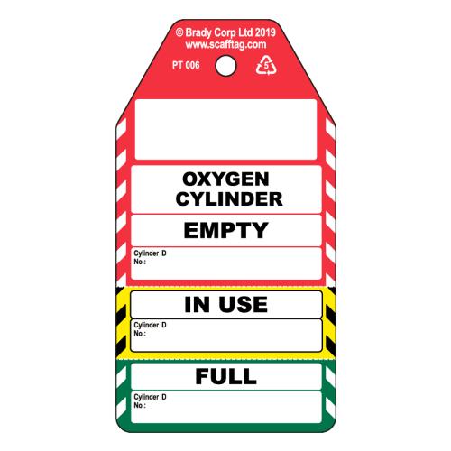 Oxygen Cylinder 3 Part Tags