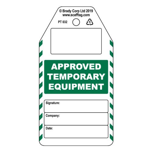 Approved Temporary Equipment Tag